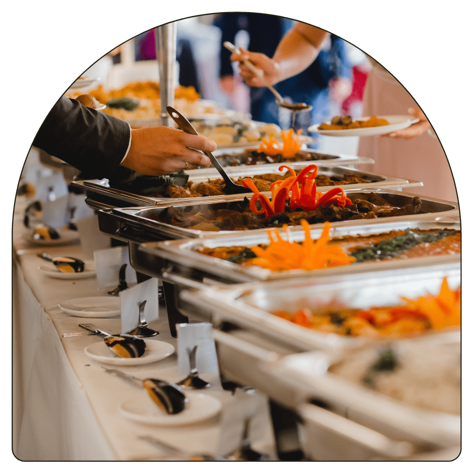 Buffet display featuring diverse cuisine options by Catering by The Christy in St. Louis